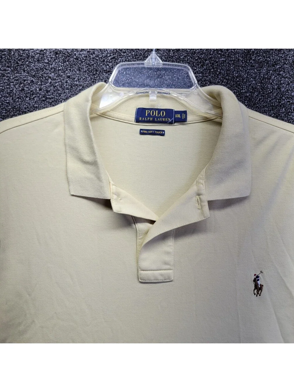 Ralph Lauren Polo Shirt Mens 2XL Yellow Pima Soft Touch Casual Short Sleeve READ